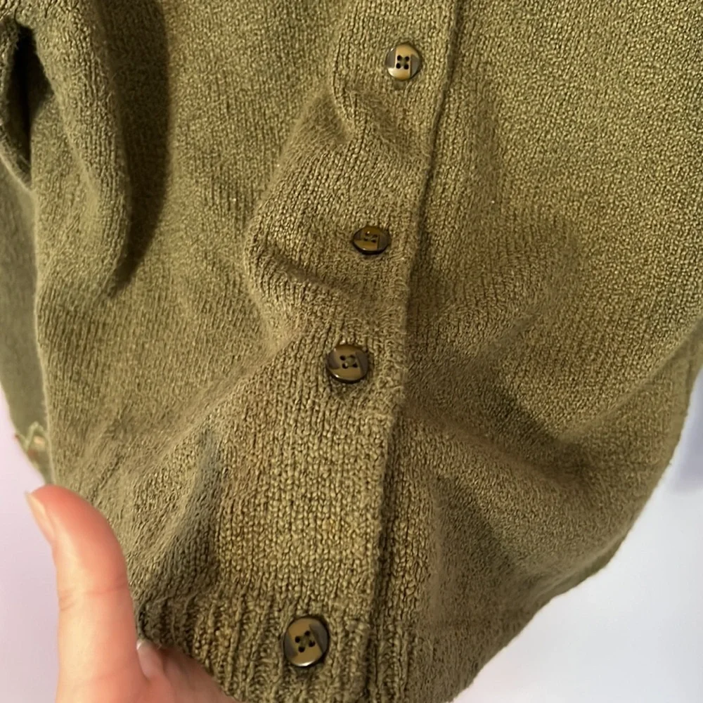 Woolrich Green Wool Embroidered Cardigan Sweater - Picture 10 of 13